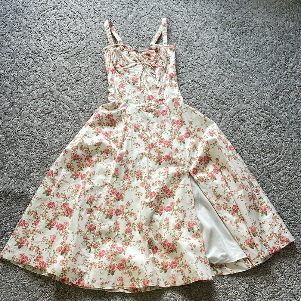 House of CB Carmen - BABY PINK FLOWER BUSTIER SUNDRESS Size S